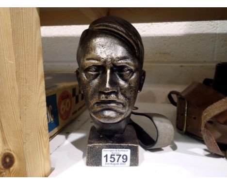 Bronzed cast iron Adolf Hitler. H: 18 cm. UK P&amp;P Group 3 (£30+VAT for the first lot and £8+VAT for subsequent lots) 