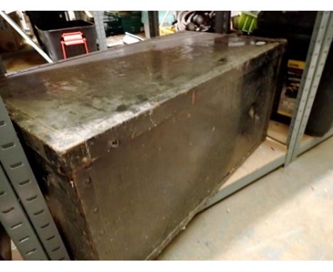 Metal bound trunk containing mixed tools. Not available for in-house P&amp;P 