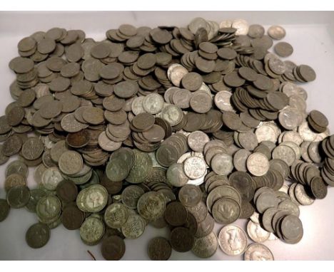 A large quantity of UK silver coins, George VI and Elizabeth II, all post-1946. UK P&amp;P Group 2 (£20+VAT for the first lot