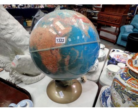 Large illuminated globe. H: 61 cm. All electrical items in this lot have been PAT tested for safety and have passed. This doe