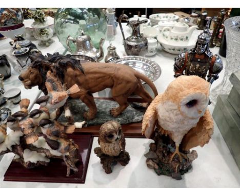Ceramic animals and a warrior. Not available for in-house P&amp;P 