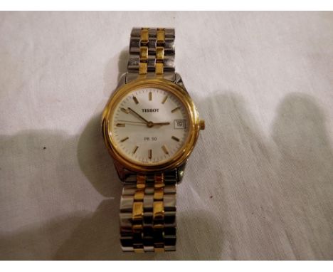 Gents Tissot wristwatch, requires battery. UK P&amp;P Group 1 (£16+VAT for the first lot and £2+VAT for subsequent lots) 