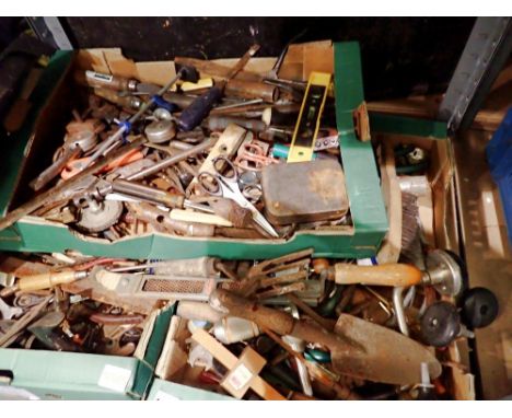 Three boxes of mixed hand tools. Not available for in-house P&amp;P 