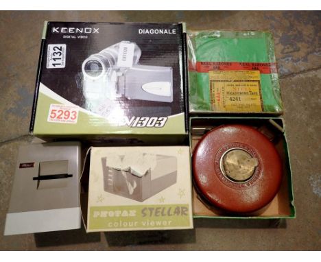 Keenox DV1303 digital video camera, Photax Stellar colour viewer and a Joh Rabone measuring tape. UK P&amp;P Group 2 (£20+VAT