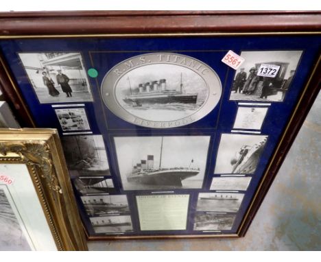 Framed RMS Titanic ephemera print. Not available for in-house P&amp;P 