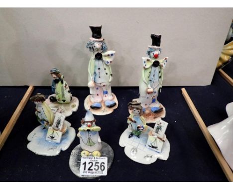 Six Pastel Ceramica Italian figurines, largest H: 12 cm. UK P&amp;P Group 2 (£20+VAT for the first lot and £4+VAT for subsequ