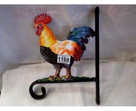 Cast iron cockerel hanging basket hook, H: 30 cm. UK P&amp;P Group 1 (£16+VAT for the first lot and £2+VAT for subsequent lot
