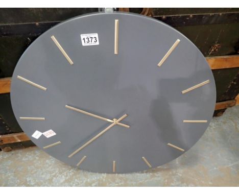 Large grey and gold wall clock, D: 60 cm. Not available for in-house P&amp;P 