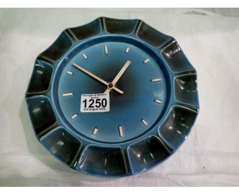 Blue ceramic wall clock. Not available for in-house P&amp;P 
