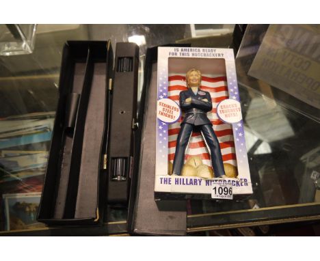 Hillary Clinton nutcracker and a handheld telescope. UK P&amp;P Group 1 (£16+VAT for the first lot and £2+VAT for subsequent 