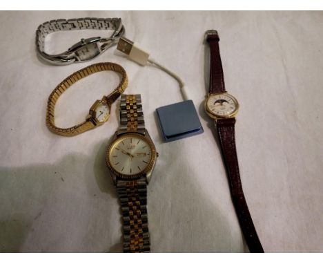 Four wristwatches mainly ladies to include Pulsar and Rotary. UK P&amp;P Group 1 (£16+VAT for the first lot and £2+VAT for su