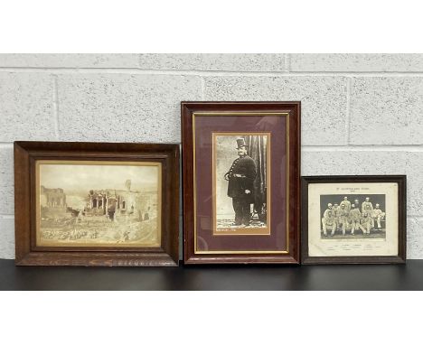 A collection of three prints to include an albumen print of ancient Greek or Roman ruins, along with a 20th century print of 