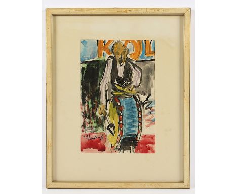   KRAUSKOPF, Karl-Heinz, "Der Trommler", Aquarell/Papier, 24 x 15, unten links handsigniert, R.          