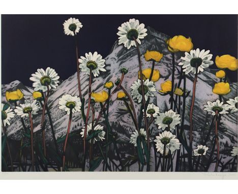   KNEFFEL, Karin, "Blumen", Original-Farbradierung, 43 x 64, nummeriert 56/90, handsigniert und datiert 2006, R.          