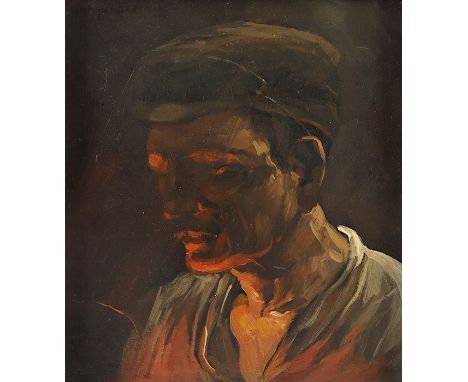   HEYENBROCK, Herman (1871-1948), "Portrait eines Stahlarbeiters", Öl/Holz, 24 x 21, oben links signiert und "14" datiert, R.