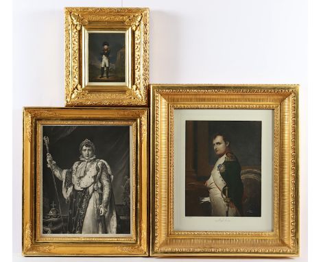   DREI NAPOLÉON-PORTRAITS, teilw. kolorierte Stahlstiche, bis 36 x 27, 19.Jh., R.          