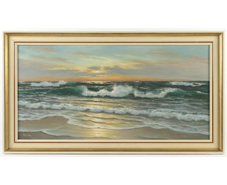  TROCH, Ernst (1925-1996), "Meeresbrandung in der Abendsonne", Öl/Lwd., 50 x 100, unten links signiert, R.          