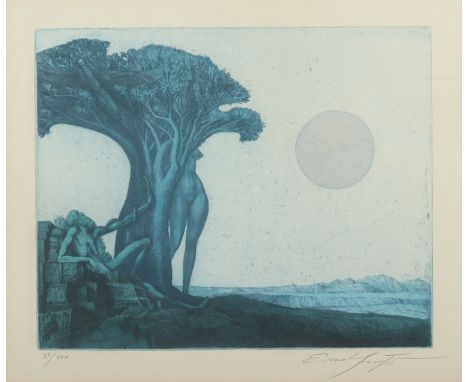   FUCHS, Ernst, "Der Einsiedler", Original-Farbradierung, 30 x 37,5, nummeriert 33/400, handsigniert, R.          