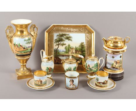  TÊTE-À-TÊTE, bestehend aus Kanne (H 15), Milchkännchen, Zuckerdose, zwei Tassen mit UT, einem Extraktkännchen mit zweiteili