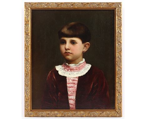   PORTRAITMALER 2.H.19.JH., "Bildnis eines Mädchens", Öl/Lwd., 31 x 26, unten rechts unleserlich datiert (Friedr.(ich) Haller