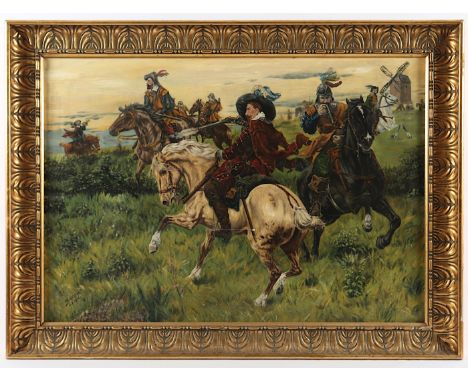   SCHEIBER, O.(Schlachtenmaler um 1900), "Szene aus dem 30jährigen Krieg", wohl Kopie, Öl/Lwd., 58 x 85, unten links signiert