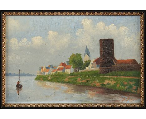   SÄNGER (Maler um 1920), "Rees am Niederrhein", Öl/Holz, 20 x 30,5, unten rechts signiert, R.          