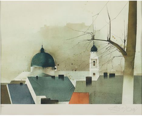  BALLUF, Ernst, "Ansicht von Salzburg", Original-Farblithografie, 33 x 44, handsigniert, R.     