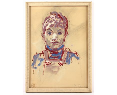   RÄDERSCHEIDT, Anton (1892-1970), "Bildnis seines Sohnes Anton", Mischtechnik/Papier, 52 x 37, unten rechts signiert und "51