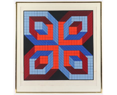   VASARELY, Victor, "o.T.", Farbserigrafie, 65 x 65, nummeriert 68/250, handsigniert, wasserrandig, R.          