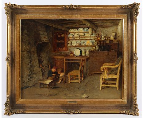   MORGAN, John (1823-1886), zugeschrieben, "Kinder in der Stube", Öl/Lwd., 41 x 51, doubliert, unten rechts signiert, R.     