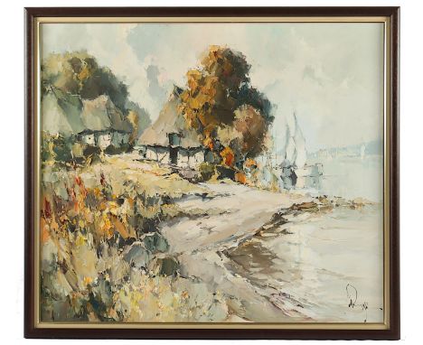   RUNGE, Jürgen (1929-1992), "Ansicht aus Sieseby an der Schlei", Öl/Lwd., 70 x 80, unten rechts signiert, R.          