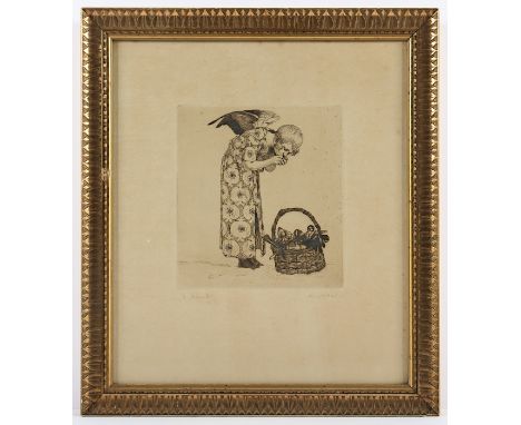   PLÜCKEBAUM, Carl (1880-1952), "Hl. Abend", Original-Radierung, 20 x 18, handsigniert und mit Titel bez., R.          
