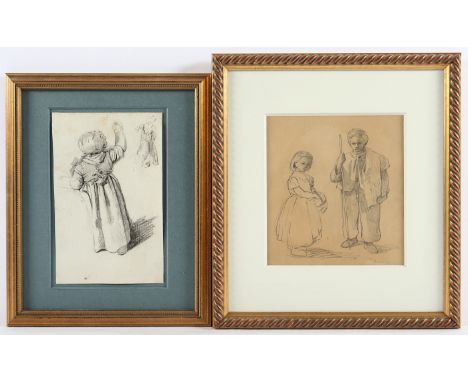   ZEICHNER DES 19.JH., "Paar Kinderportraits", Bleistift/Papier, 18,5 x 11,5 sowie 16 x 14,5 (Passepartoutausschnitt), eines 