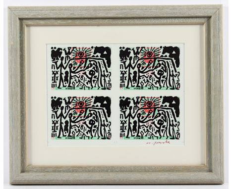   PENCK, A.R., "Deutschland nach der Wahl", seltener Andruckbogen (Farboffset), 26 x 30, signiert, 1990, R.          