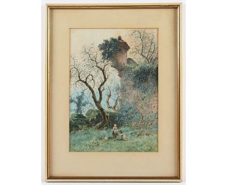   SCHOTT, C. (Aquarellist um 1900), "Herbsttag", Aquarell/Papier, 32 x 23 (Passepartoutausschnitt), unten rechts signiert, "M
