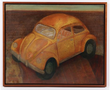   KRAEMER, Dieter, "VW Käfer", Öl/Lwd., 48 x 60, unten links signiert und datiert '69, verso signiert, rest., R.          