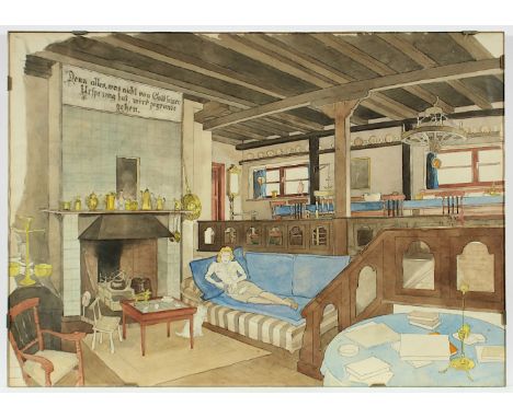   ZUREK, Marian (1889-1944), "Interieur", Tusche/Bleistift/Aquarell/Papier, 50 x 70, R.          