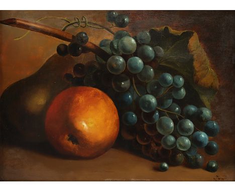   MONOGRAMMIST DES 19.JH., "Stilleben mit Früchten", Öl/Holz, 22 x 30, unten rechts monogrammiert "J v D", R.          