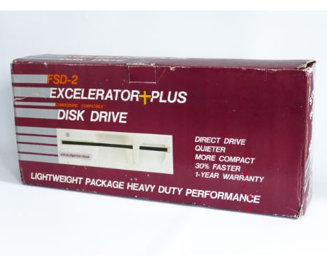 This is a&nbsp;FLOPPY DISK DRIVE FSD-2 EXCELERATOR PLUS for use with the COMMODORE 64.&nbsp;Comes in original packaging with 