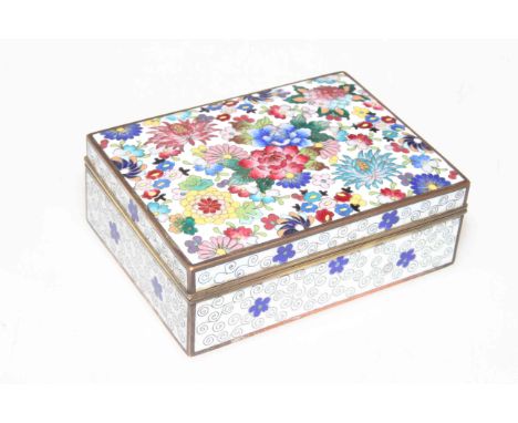 Cloisonne enamel cigarette box with floral lid
