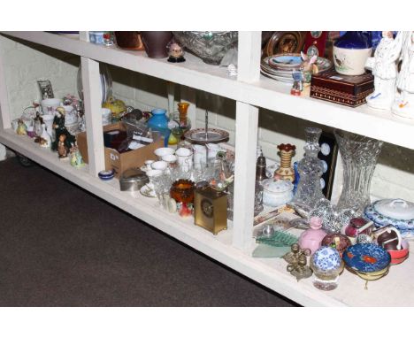 Various china and glass, Coalport and Hummel figures, teaware, costume jewellery, etc