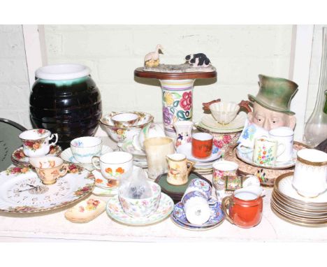 Poole vase, Beswick character jugs, cabinet cups and saucers, Royal Albert Old Country Roses, etc