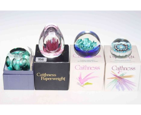 Four Caithness paperweights with boxes