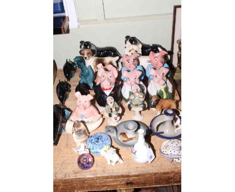Wade Nat West Pigs, Poole dolphins, Coopercraft dogs, paperweights, etc