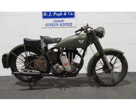 Matchless WD G3 motorcycle. 350cc. 1941. Engine no. 48821Runs but needs recommissioning, engine was rebuilt about 10 years ag