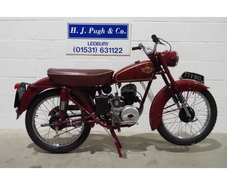 Sun Villiers motorcycle. 1955. 197cc.Frame No. VMC227SA Engine No. O46B37392ERuns & rides. Needs recommissioning.Reg. TTV 910