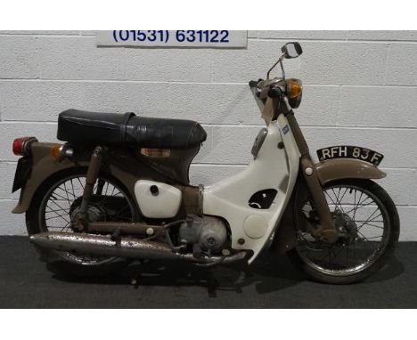Honda C90 moped. 1968. 89cc.Frame No. 113618.Engine No. B002645.Runs and rides, needs new battery, last on road 1982.Reg. RFH