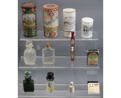 VINTAGE SCENT BOTTLES - a boxed and loose collection, twelve items to include an enamel painted Ruby glass bottle, embossed C