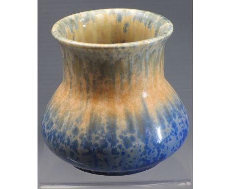 RUSKIN POTTERY VASE, crystalline glaze with incised W Howson Taylor signature dated 1931, 14cms H, 12cms diameter rim