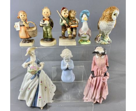 ORNAMENTAL CABINET FIGURINES GROUP, 8 ITEMS to include Royal Doulton Lady Maureen HN1770, Royal Worcester Summer's Day modell